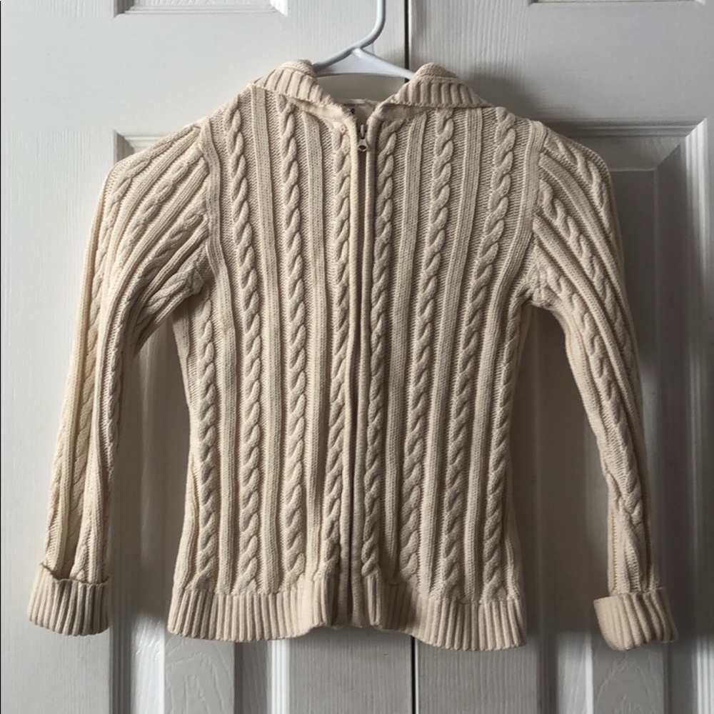 Lands End Cream Cable Knit Sweater